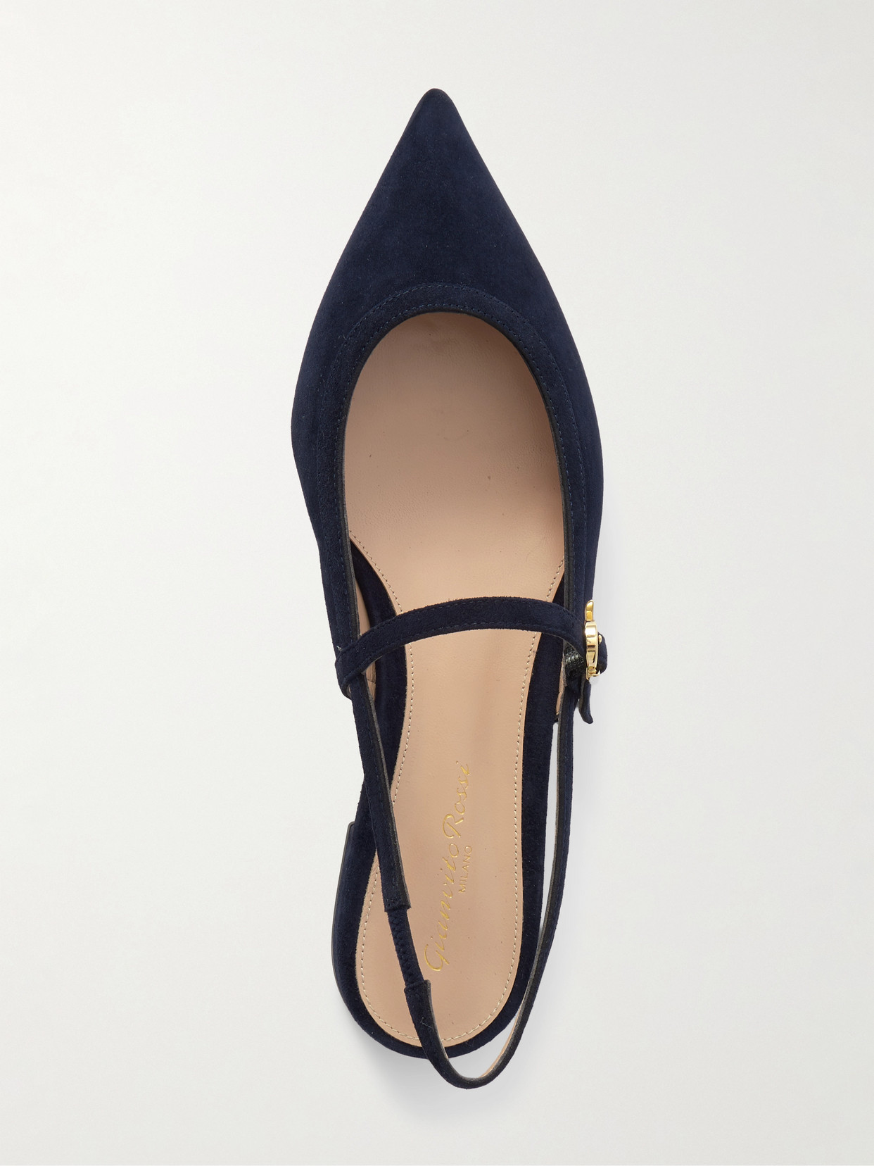 Gianvito Rossi Buckled Suede Slingback Flats