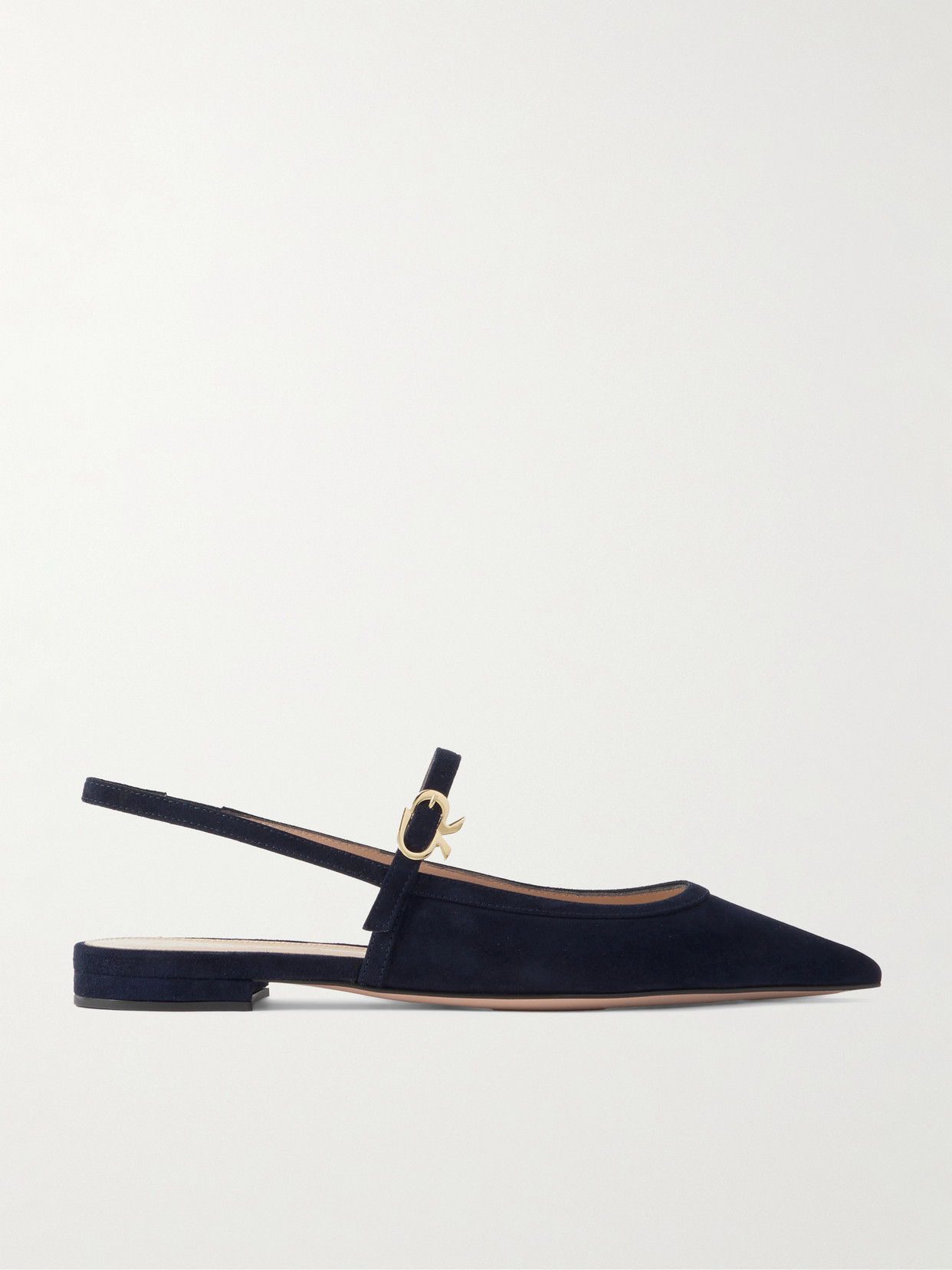 Gianvito Rossi Buckled Suede Slingback Flats