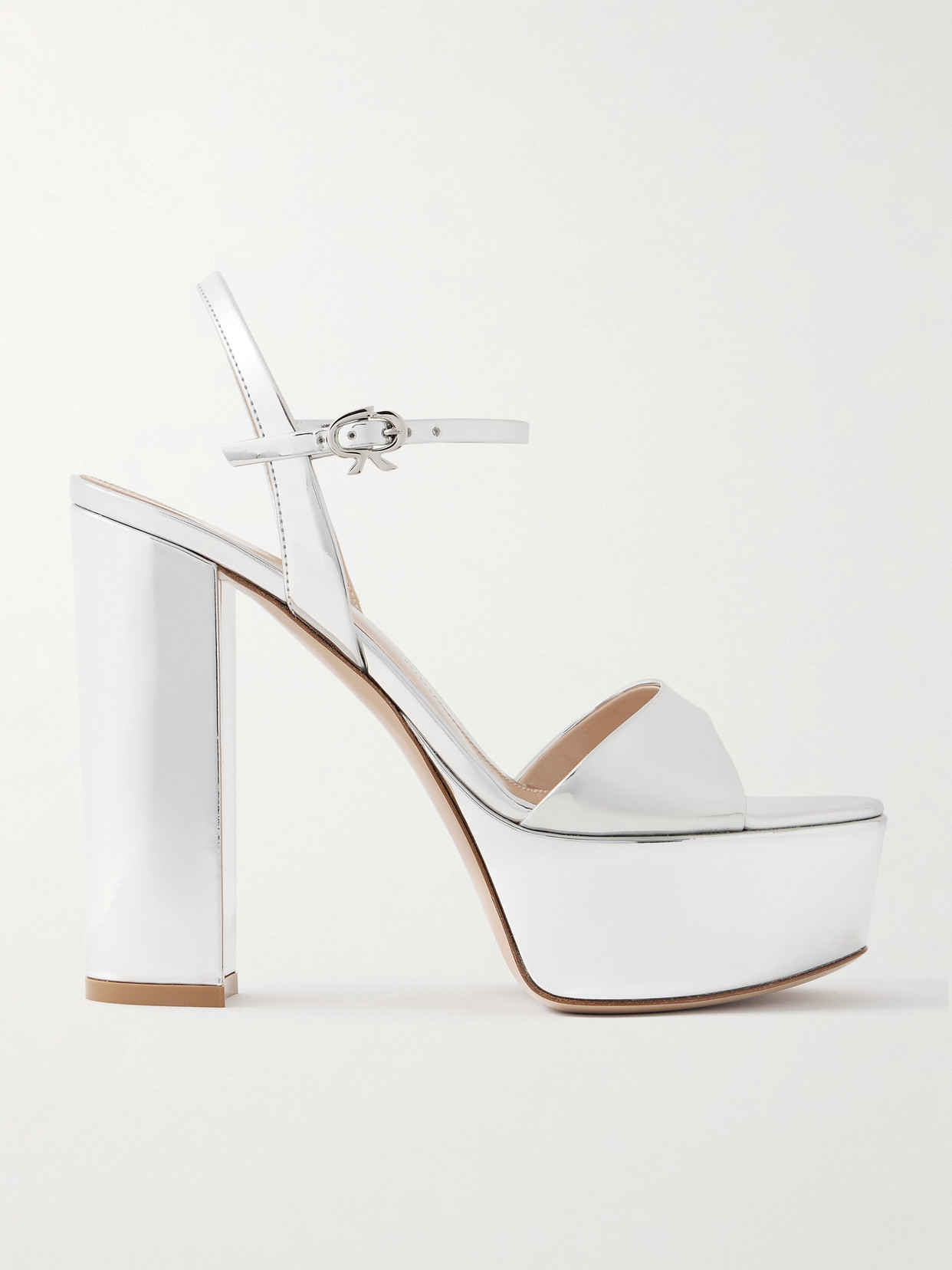 Gianvito Rossi - Marlena 85 Mirrored-leather Platform Sandals - Silver