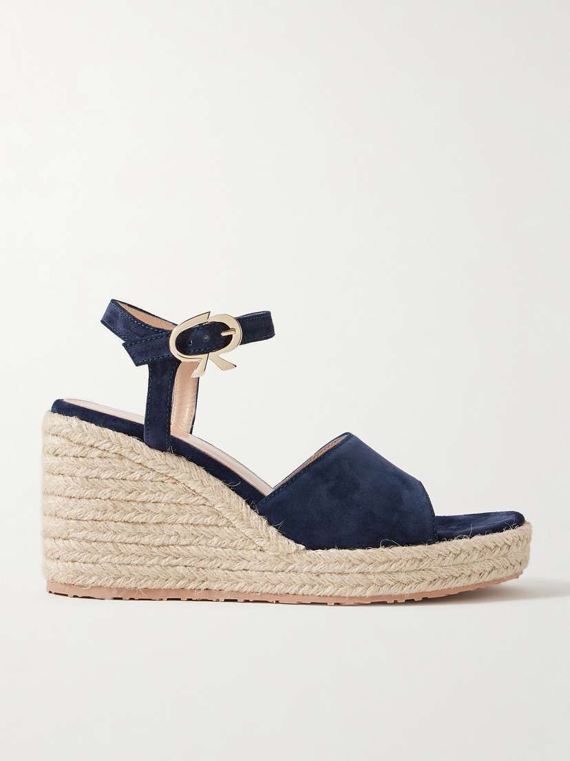 Gianvito Rossi 90 Suede Espadrille Wedge Sandals