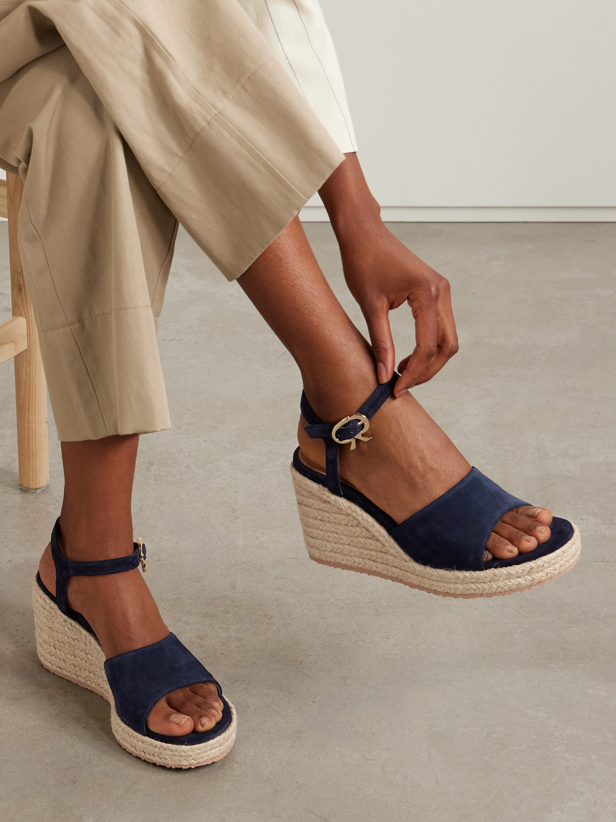 Gianvito Rossi 90 Suede Espadrille Wedge Sandals