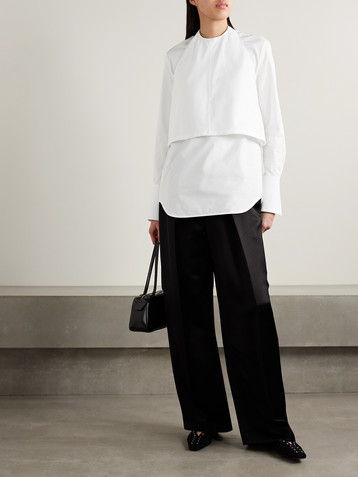 Wardrobe.NYC Convertible layered buckled cotton-poplin shirt