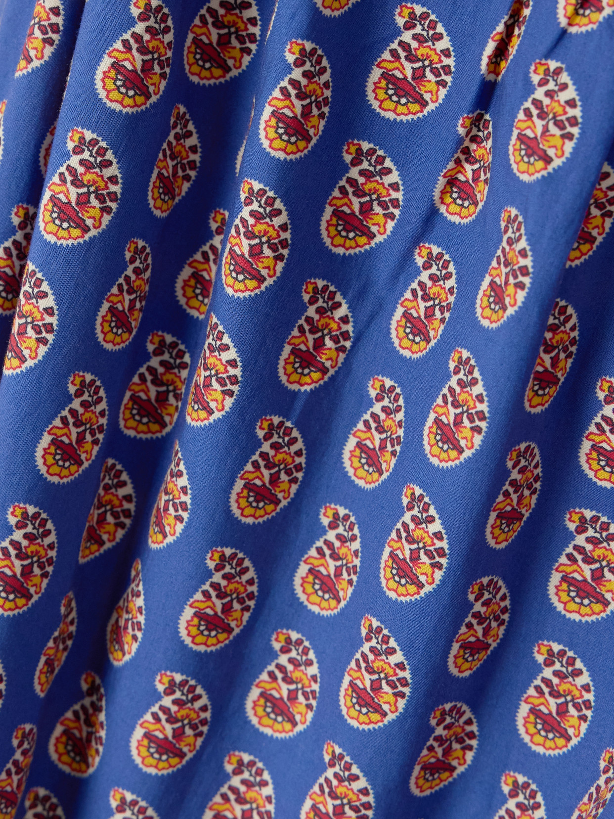Doen Julie Paisley-print Organic Cotton-poplin Mini Dress In Blue