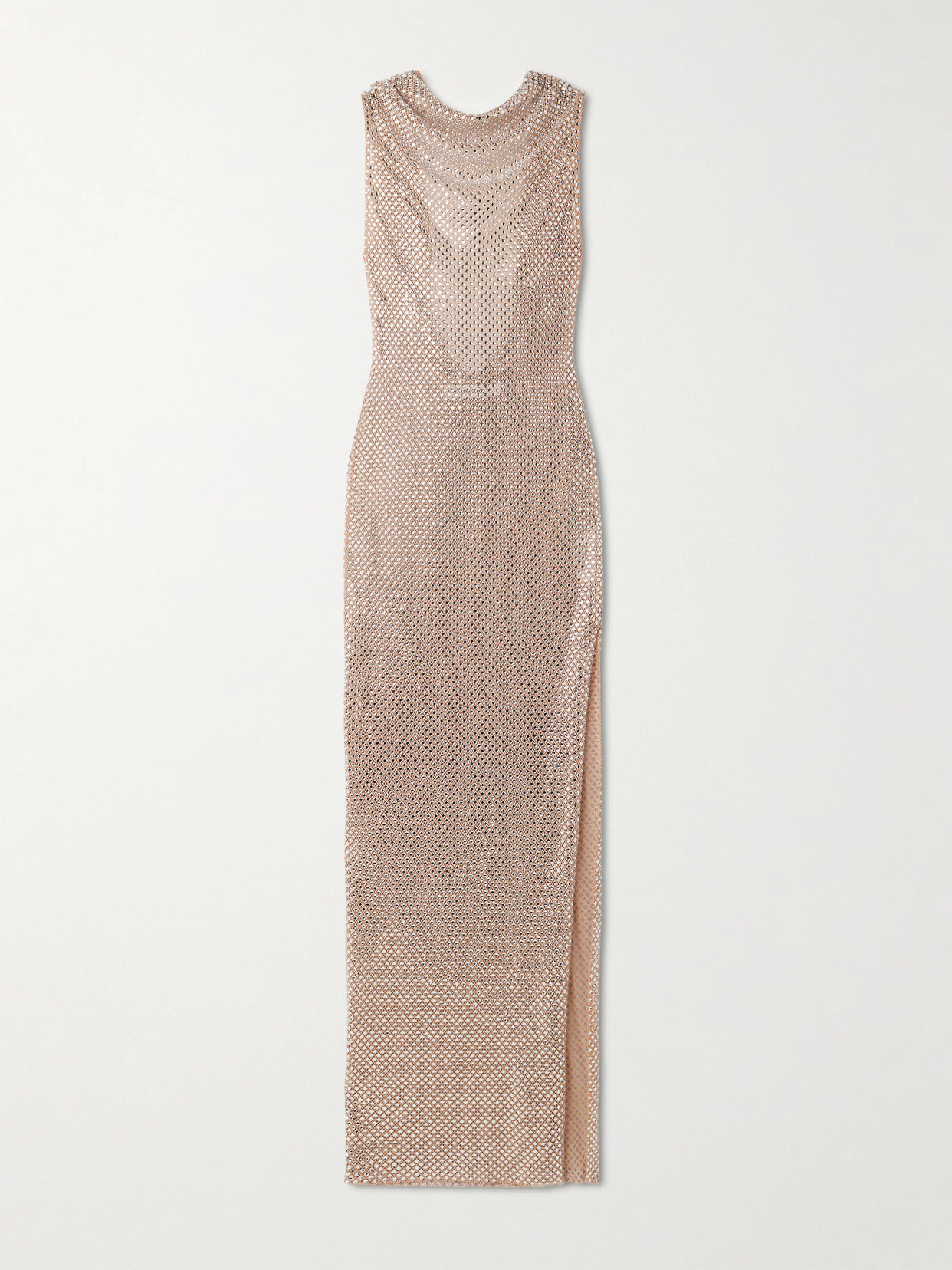 Self-portrait Cutout Draped Crystal-embellished Mesh Gown