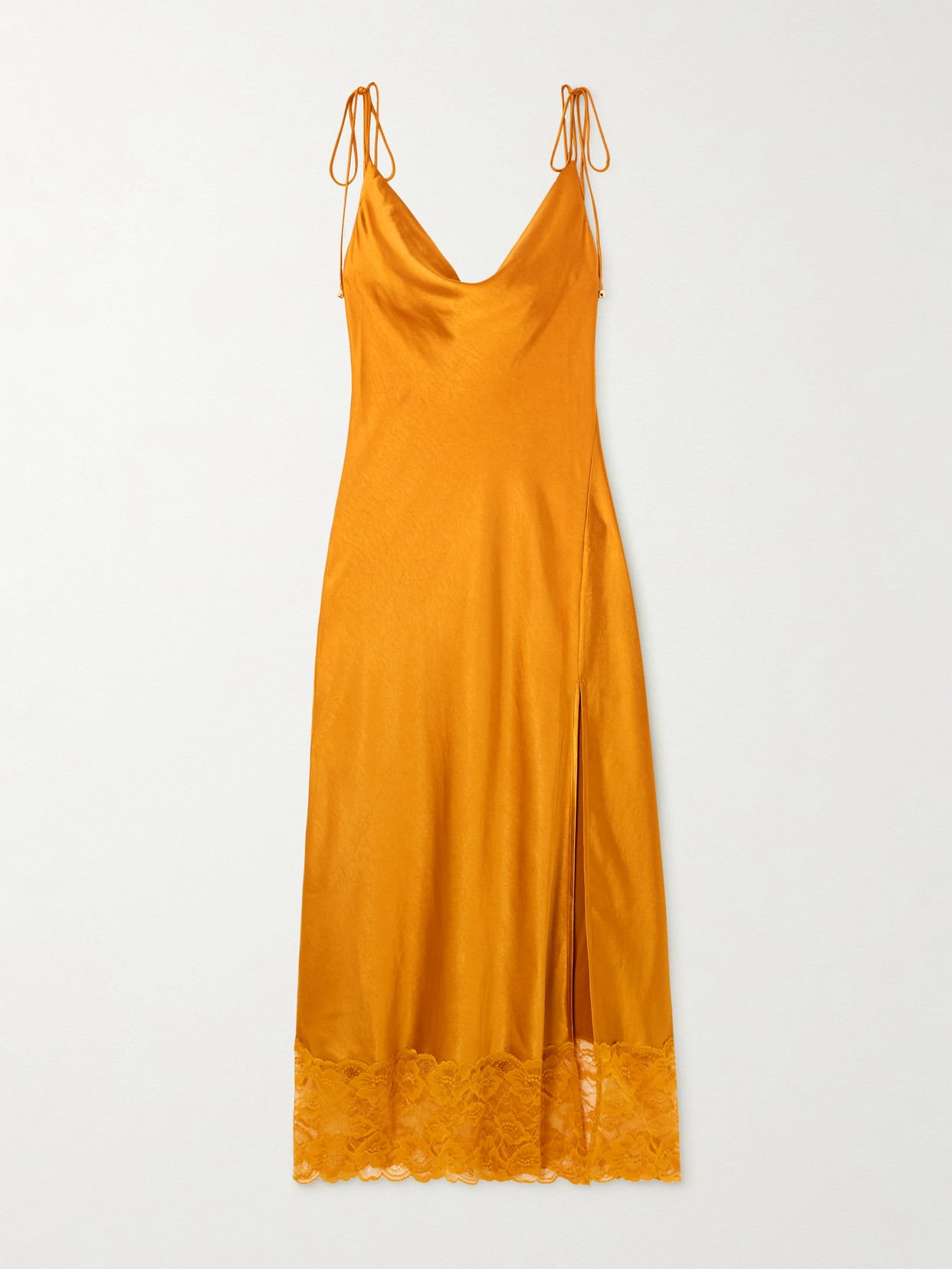 Self-portrait Lace-trimmed Satin Midi Dress