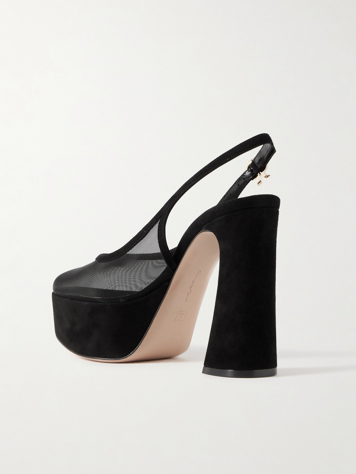 Gianvito Rossi 70 Suede-trimmed Mesh Platform Pumps