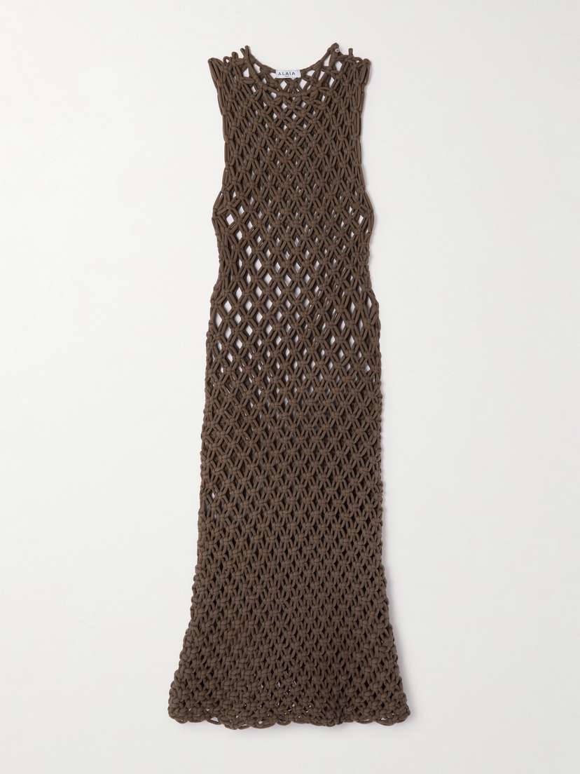 Alaïa Macramé Cotton-blend Midi Dress