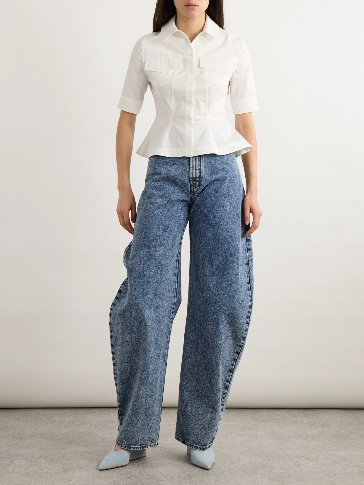 Alaïa Cotton Poplin Peplum Shirt
