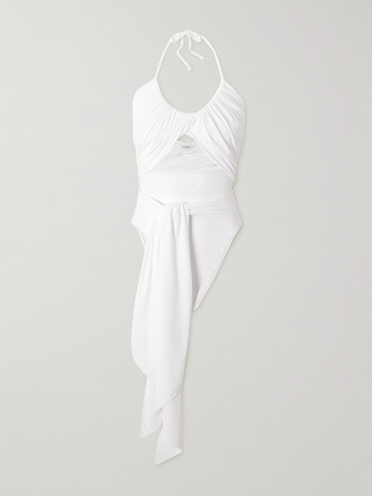 Alaïa Halterneck Draped Swimsuit In White