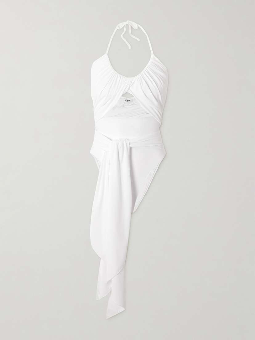Alaïa Halterneck Draped Swimsuit