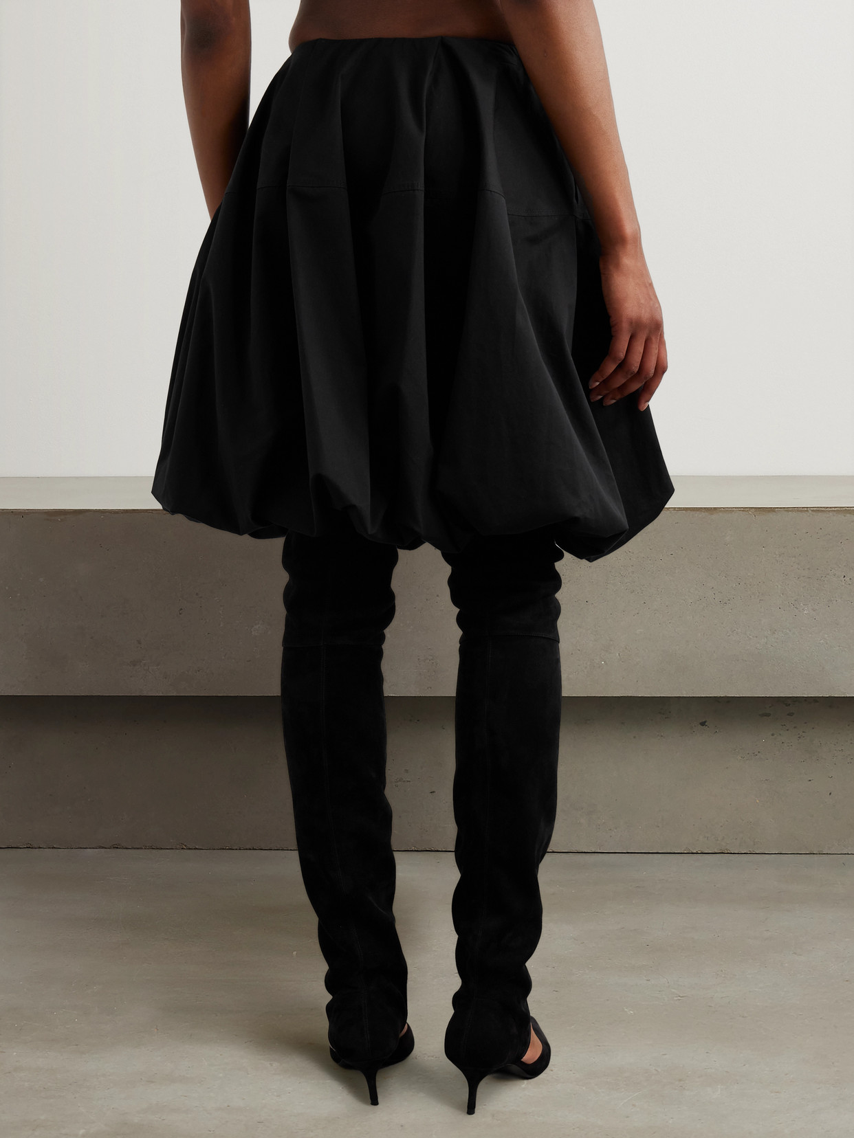 Alaïa Voluminous Pleated Skirt With Sculptural Design In Black