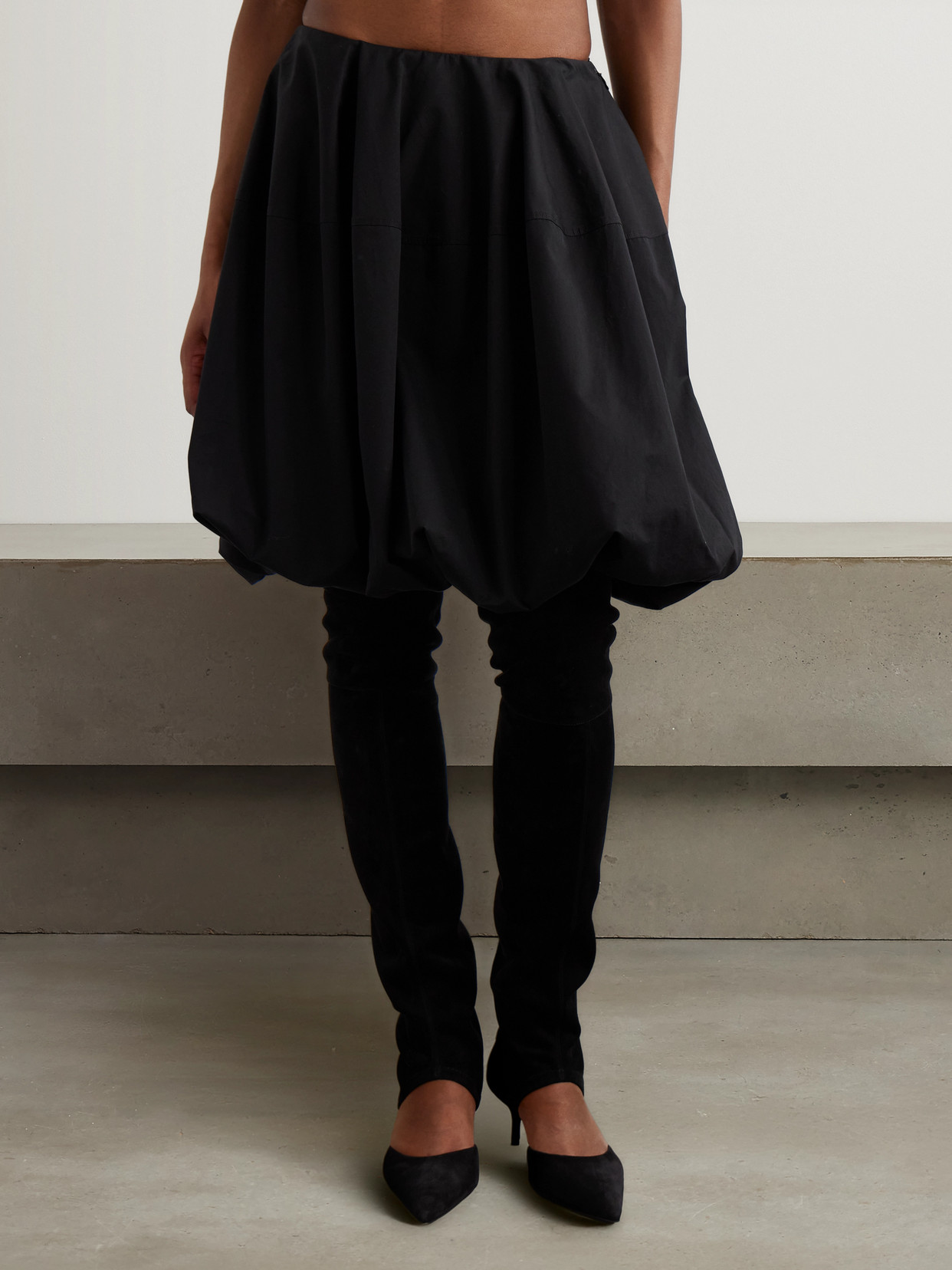 Alaïa Voluminous Pleated Skirt With Sculptural Design In Black