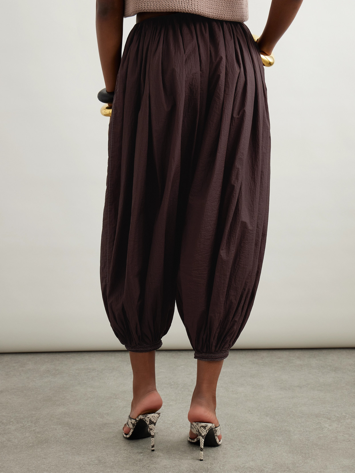 Alaïa Pleated Chiffon Tapered Pants