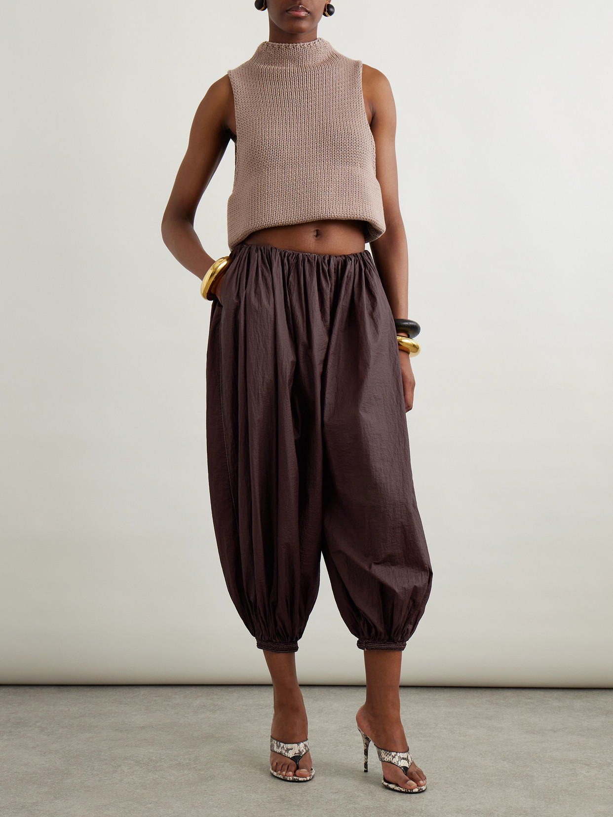 Alaïa Pleated Chiffon Tapered Pants