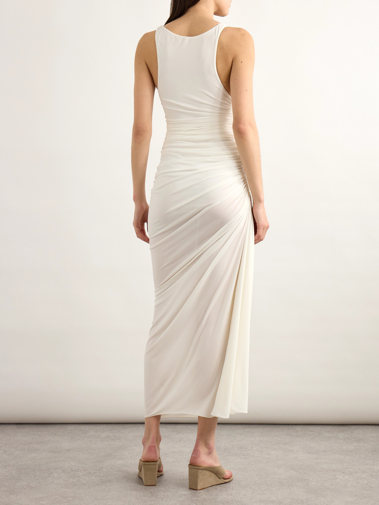 Alaïa Gathered Stretch-jersey Midi Dress