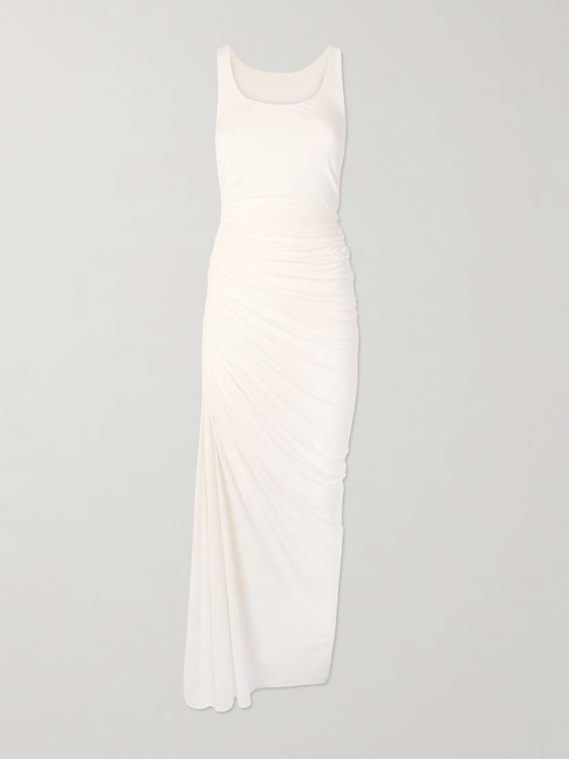 Alaïa Gathered Stretch-jersey Midi Dress