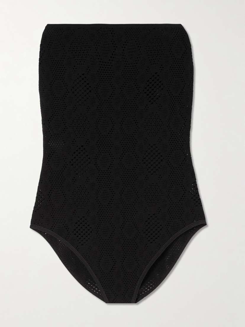 Alaïa Strapless Pointelle-knit Bodysuit