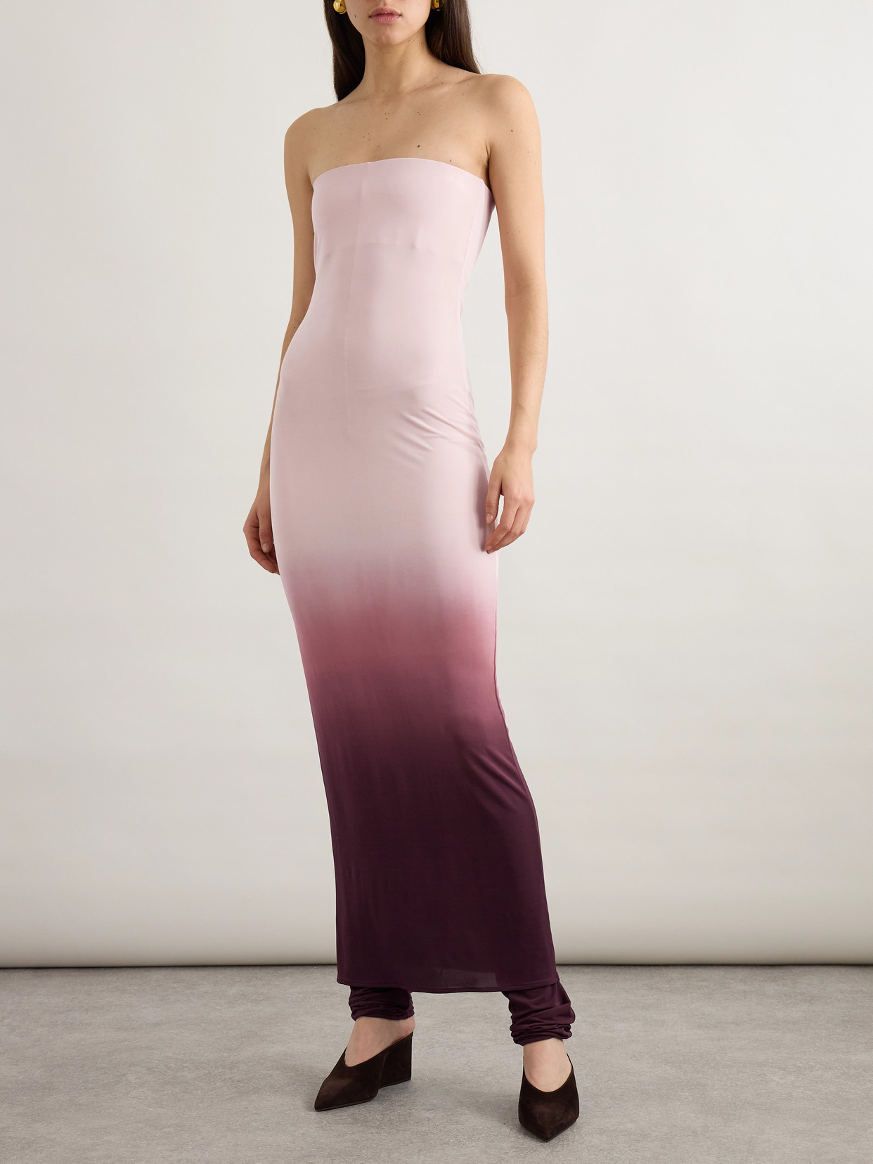 Alaïa Womens Aubergine Layered Strapless Stretch-woven Jumpsuit In Purple