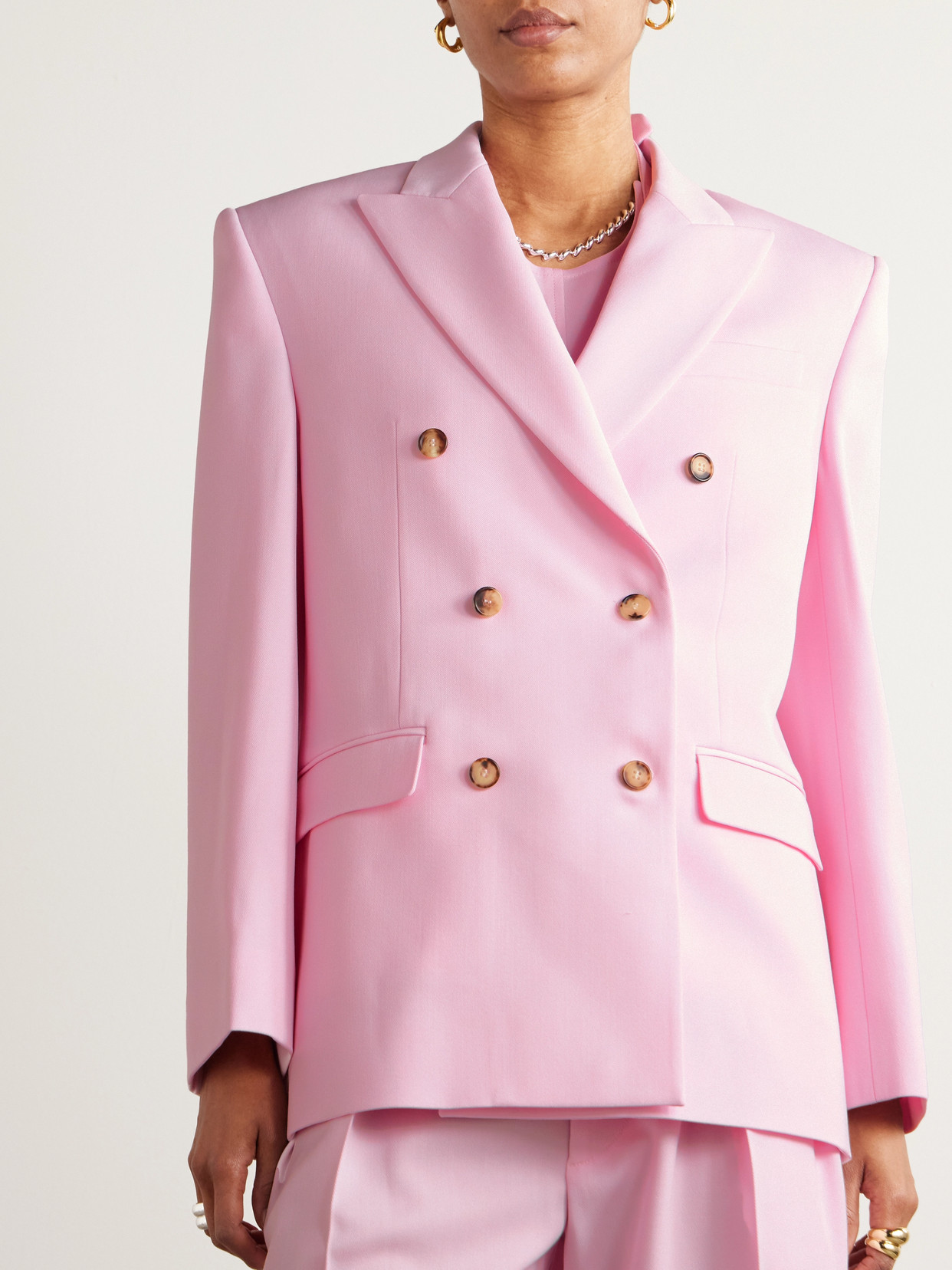 WARDROBE.NYC OVERSIZED DOUBLE-BREASTED GRAIN DE POUDRE WOOL BLAZER