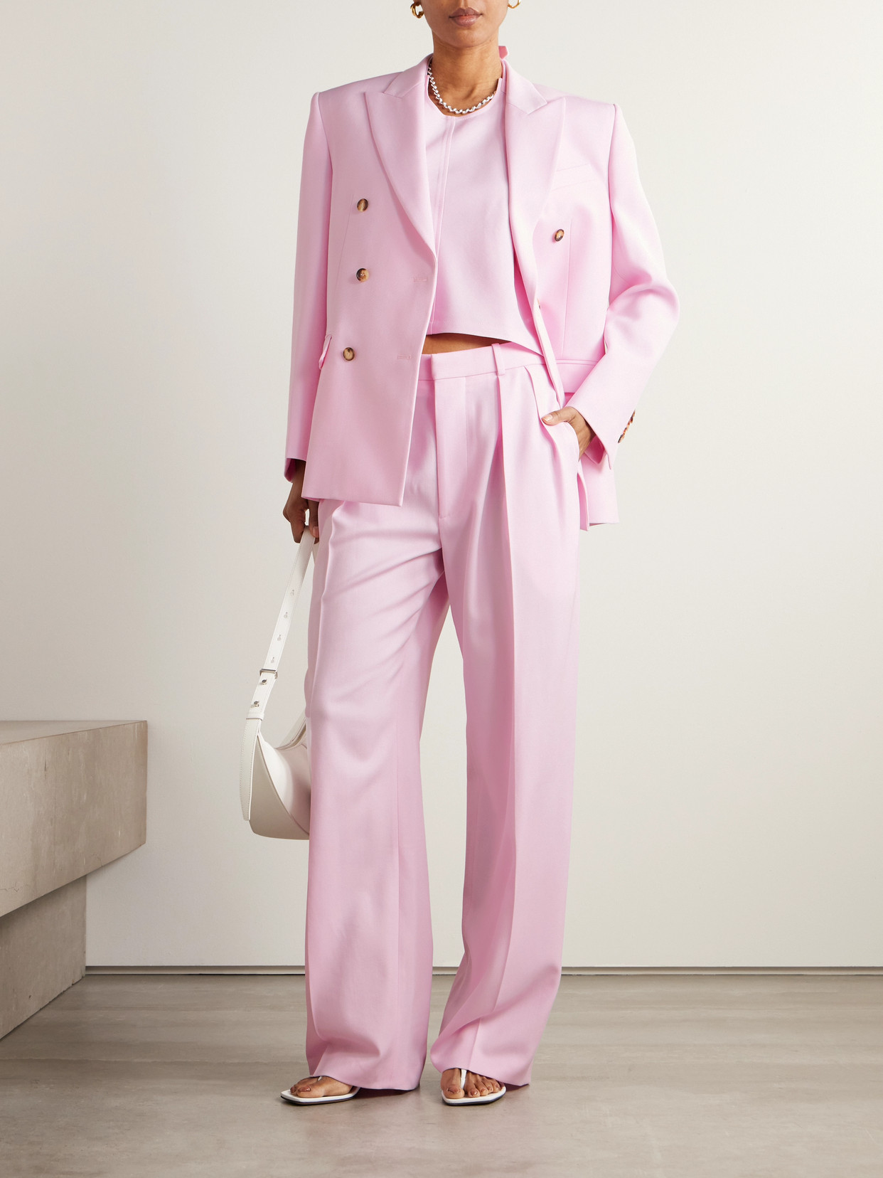 WARDROBE.NYC OVERSIZED DOUBLE-BREASTED GRAIN DE POUDRE WOOL BLAZER