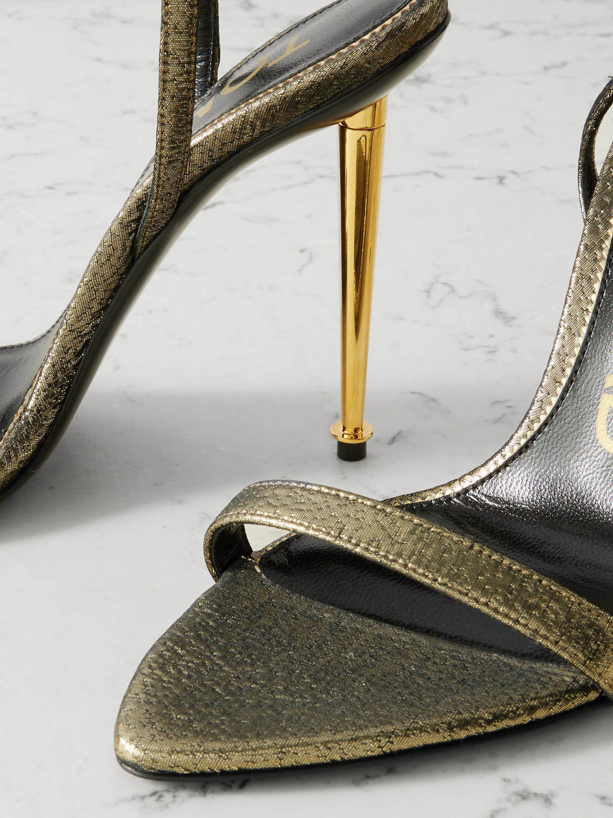 Tom Ford Lock Logoed Laminated Leather Stiletto Sandals