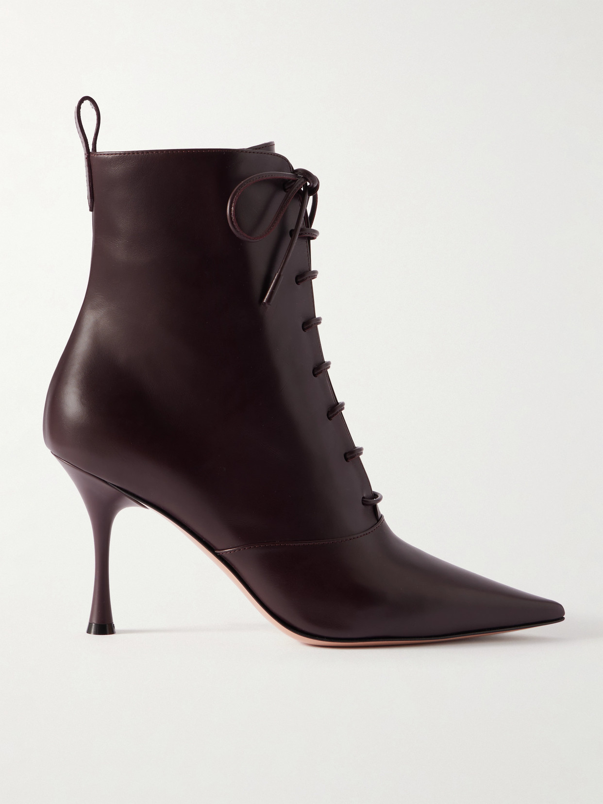 Gianvito Rossi Vitello 85 Leather Ankle Boots In Burgundy