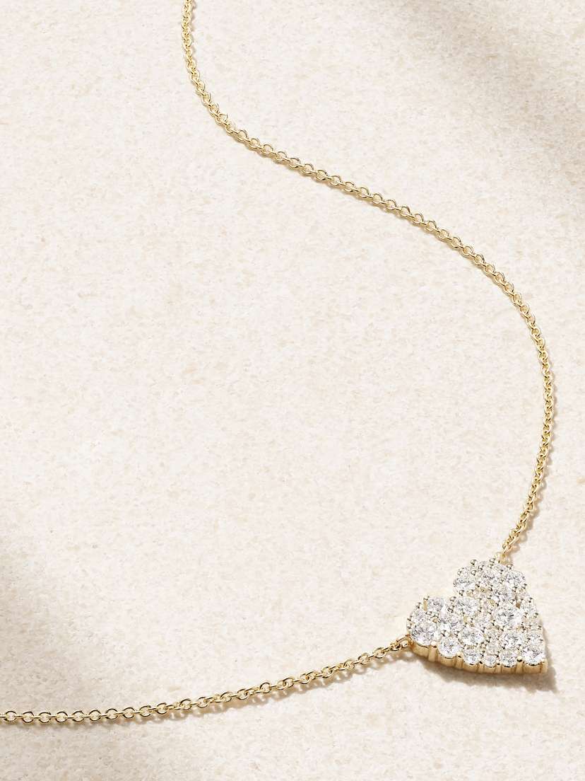 Sydney Evan Small Cocktail Heart 14-karat Gold Diamond Necklace