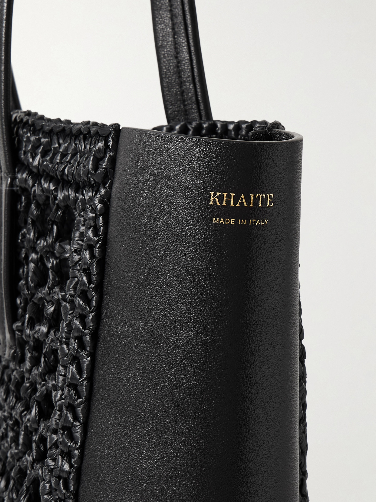 Khaite Zoe Small Leather And Raffia Tote