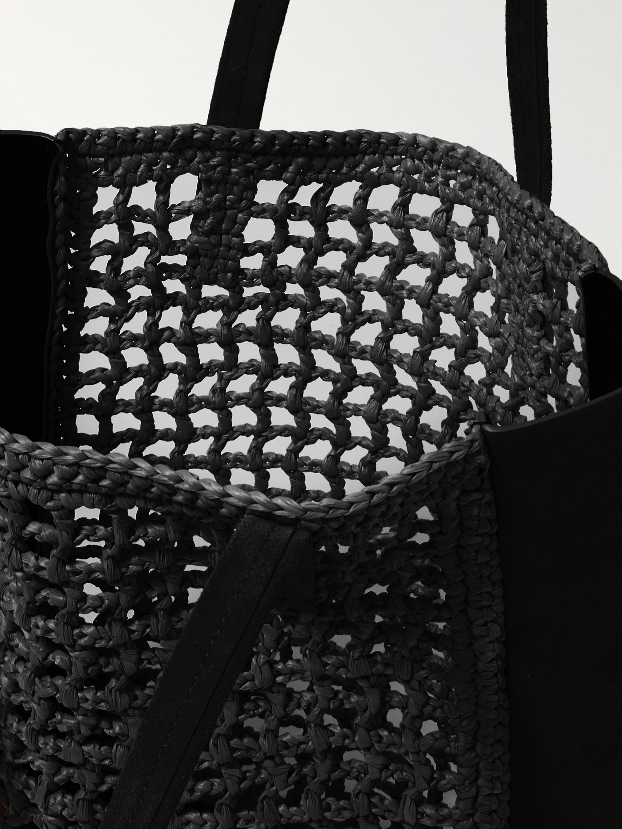 Khaite Zoe Small Leather And Raffia Tote
