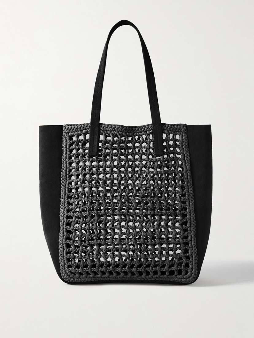 Khaite Zoe Small Leather And Raffia Tote