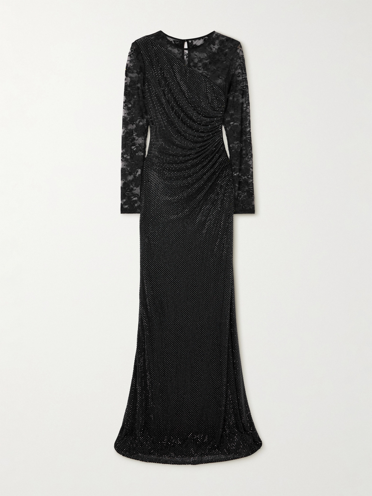 Self-portrait Lace-trimmed Crystal-embellished Jersey Gown