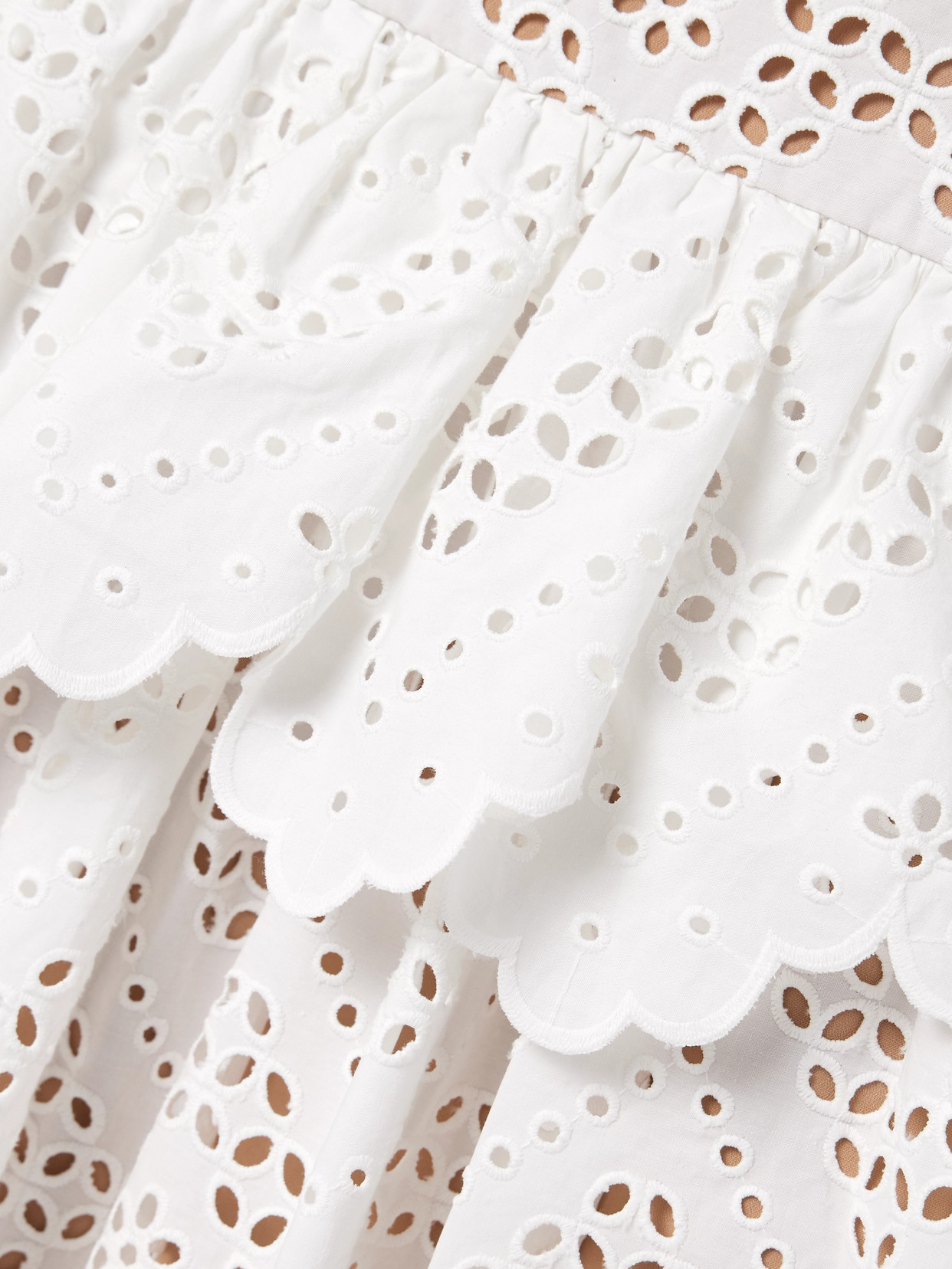 Self-portrait Belted Scalloped Broderie Anglaise Cotton-voile Mini Dress In White