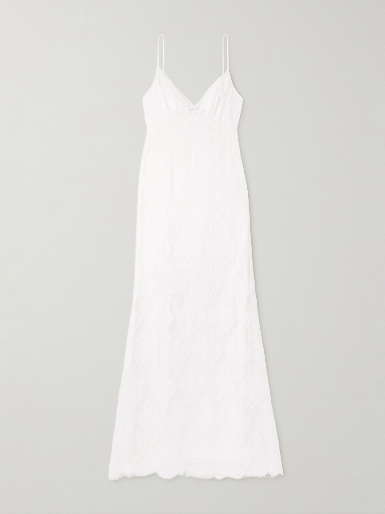 Self-portrait Bow-embellished Cotton-blend And Lace Maxi Dress