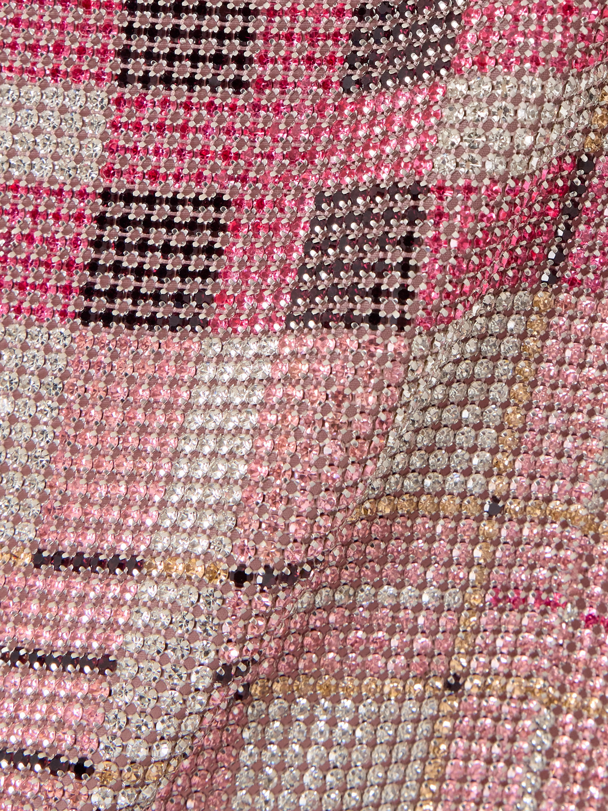 Self-portrait Checked Crystal And Chainmail-embellished Faille Mini Skirt In Pink