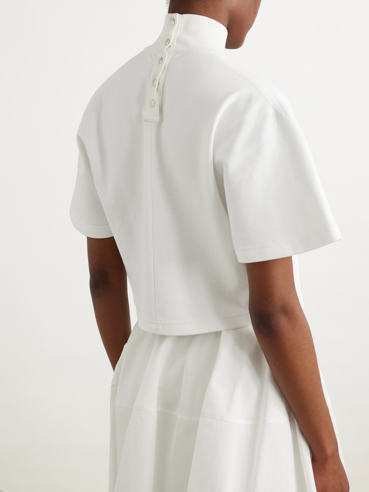 Alaïa Cropped Cotton-jersey Turtleneck T-shirt