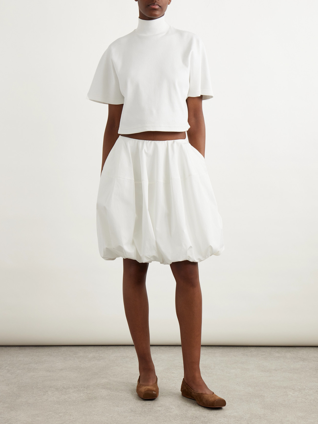 Alaïa Cropped Cotton-jersey Turtleneck T-shirt