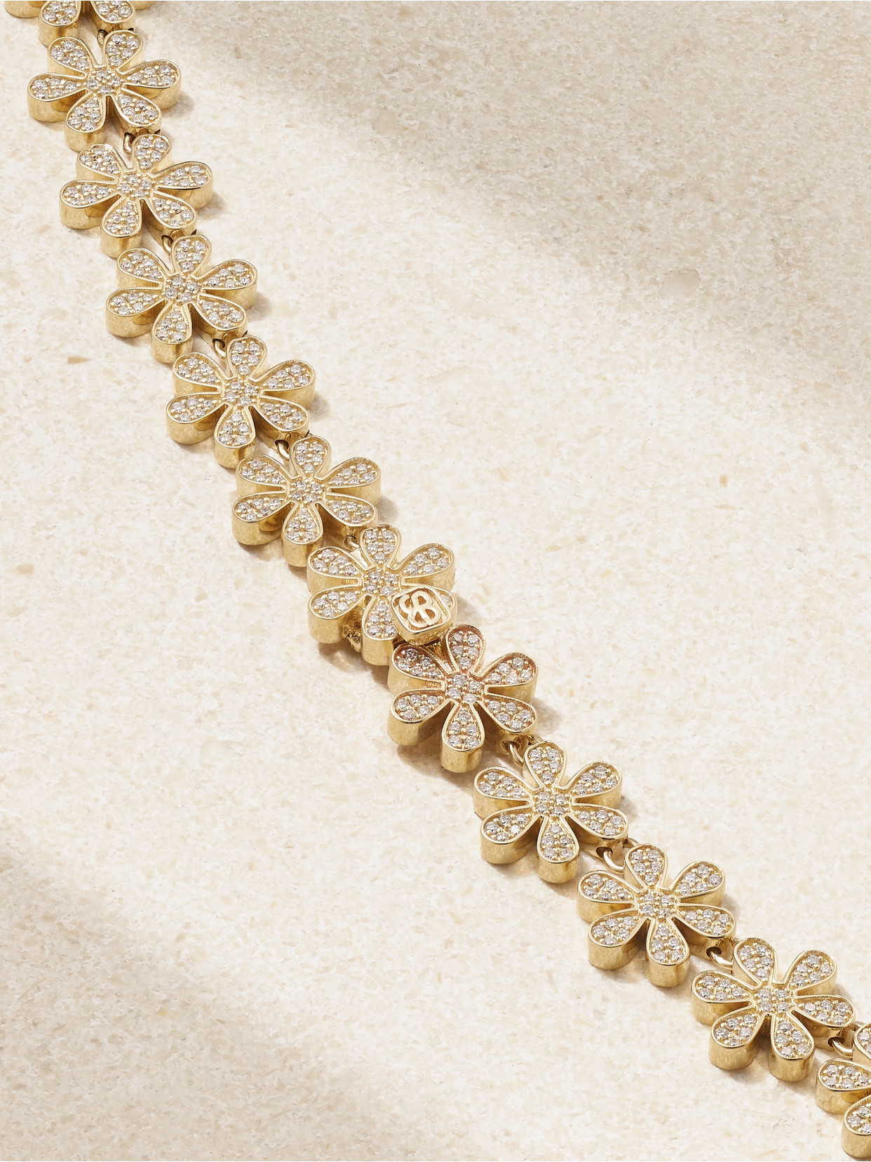 Sydney Evan Daisy Eternity 14-karat Gold Diamond Necklace In Gold