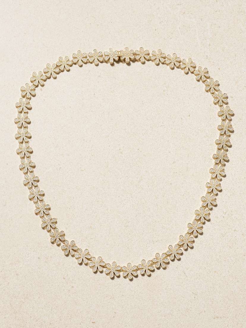 Sydney Evan Daisy Eternity 14-karat Gold Diamond Necklace