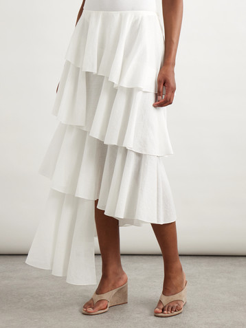 Alaïa Tiered asymmetric cotton midi skirt