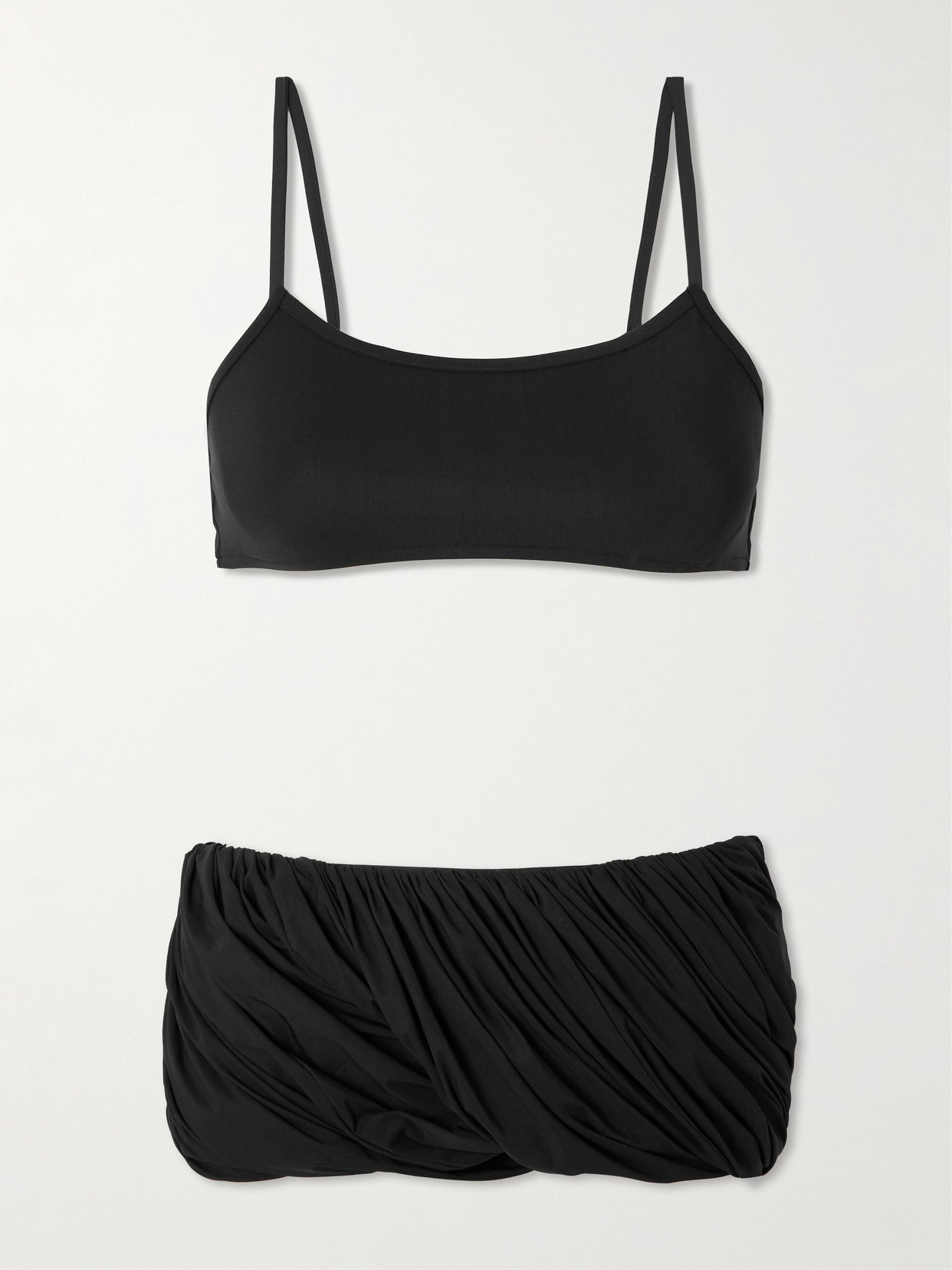 Alaïa Pleated Low-rise Skort Bikini In Black