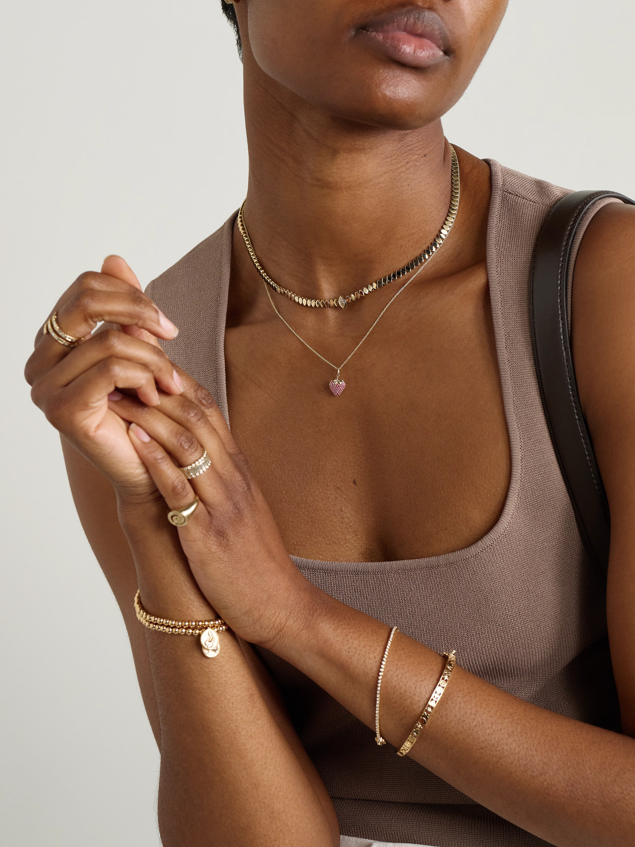 Sydney Evan Strawberry 14-karat Gold Ruby Necklace