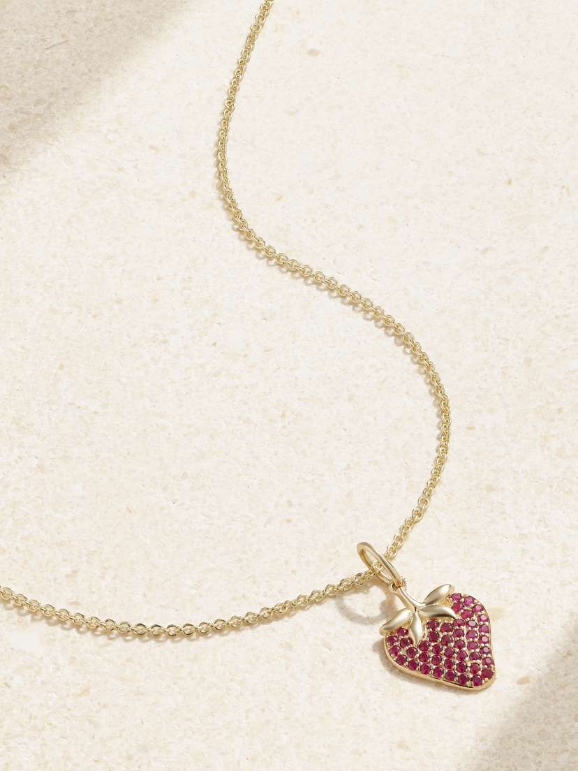 Sydney Evan Strawberry 14-karat Gold Ruby Necklace
