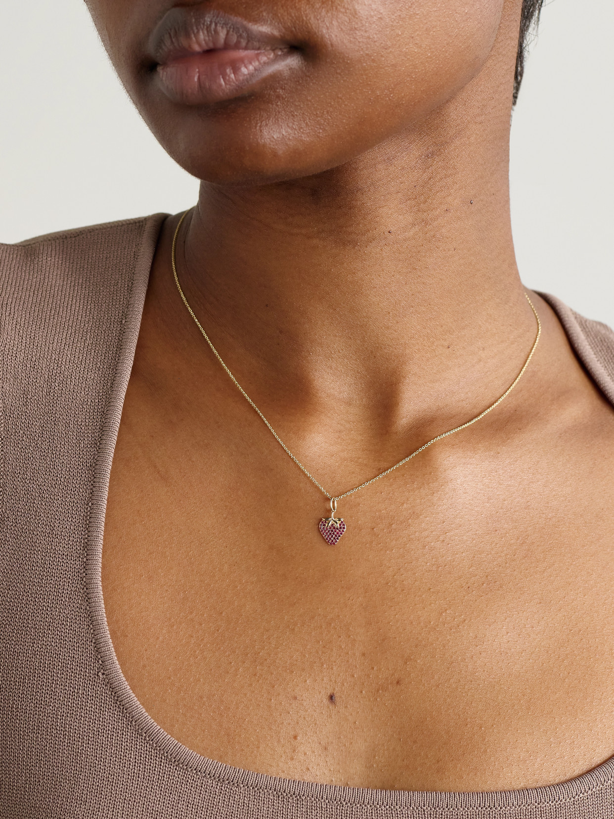 Sydney Evan Strawberry 14-karat Gold Ruby Necklace