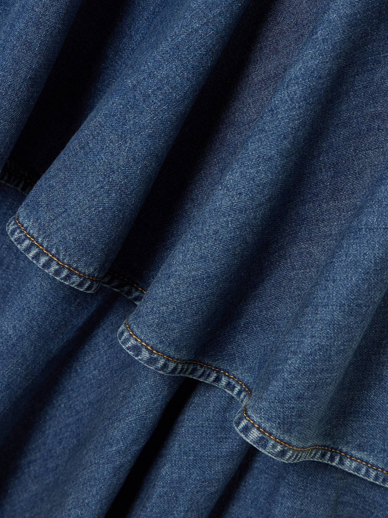 Alaïa Asymmetric Ruffled Tiered Denim Skirt In Blue