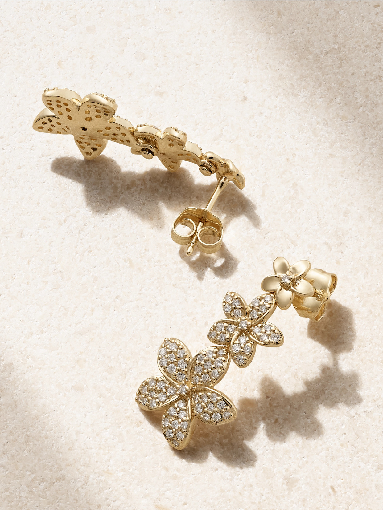 Sydney Evan Plumeria Linear 14-karat Gold Diamond Earrings