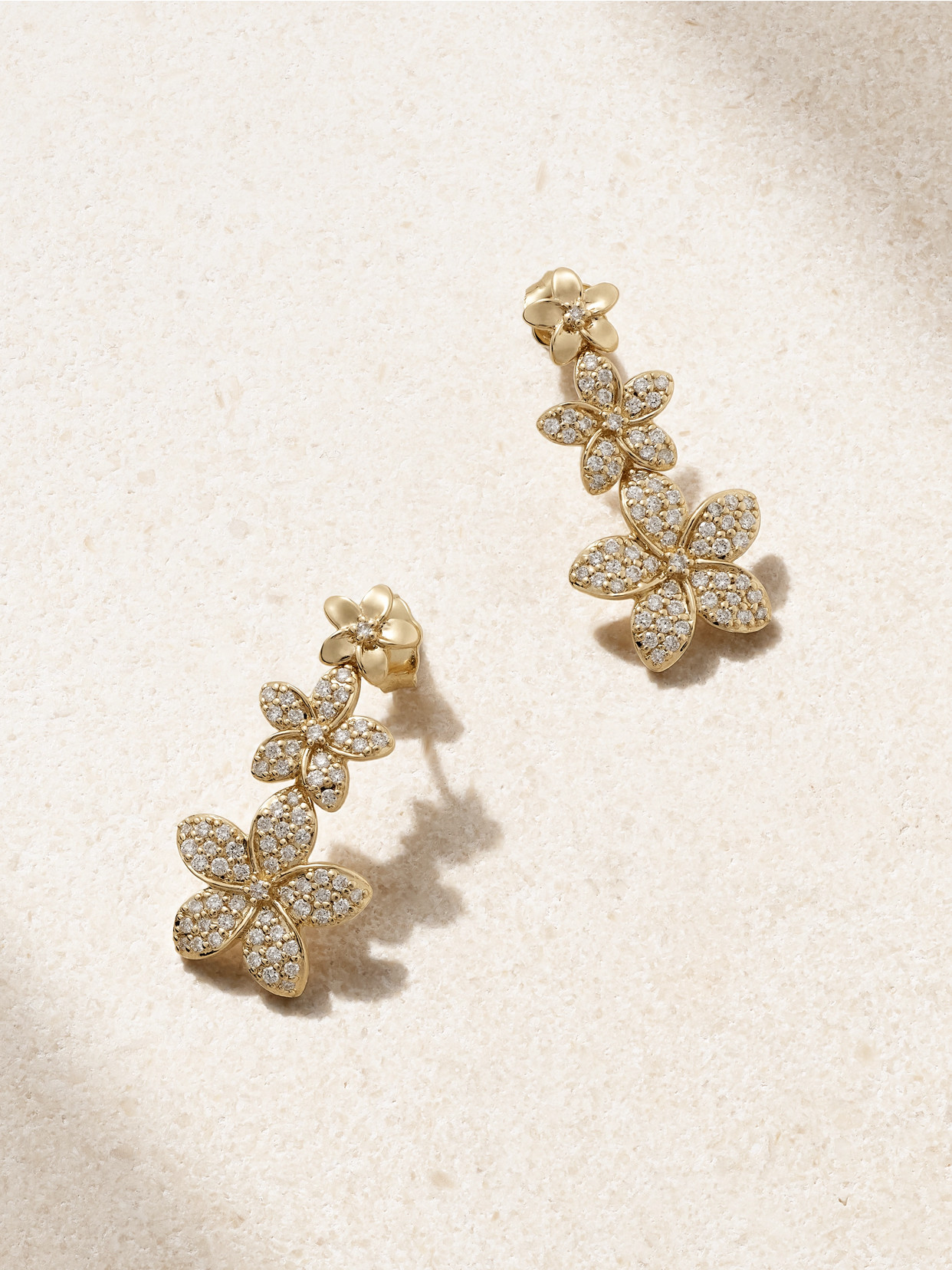 Sydney Evan Plumeria Linear 14-karat Gold Diamond Earrings