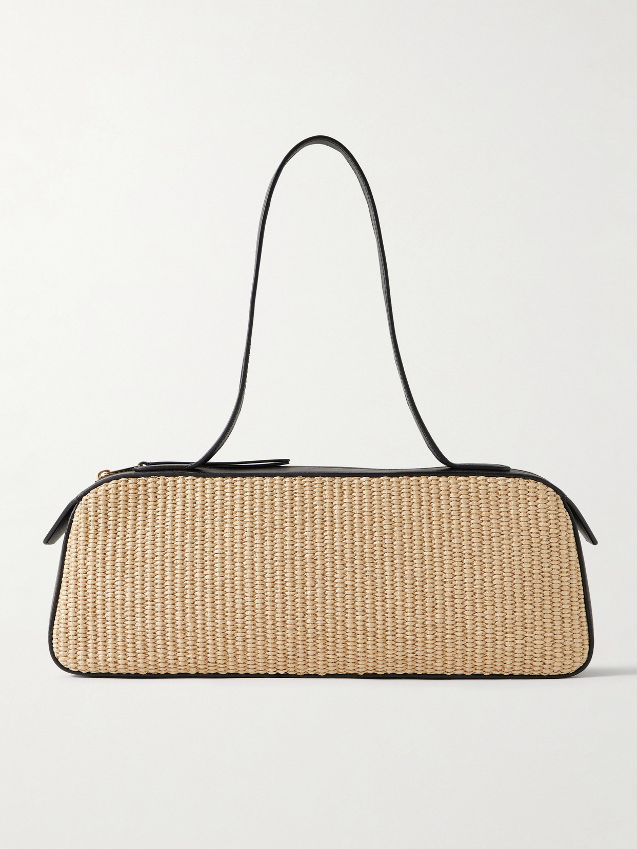 Khaite Simona Leather-trimmed Raffia Shoulder Bag