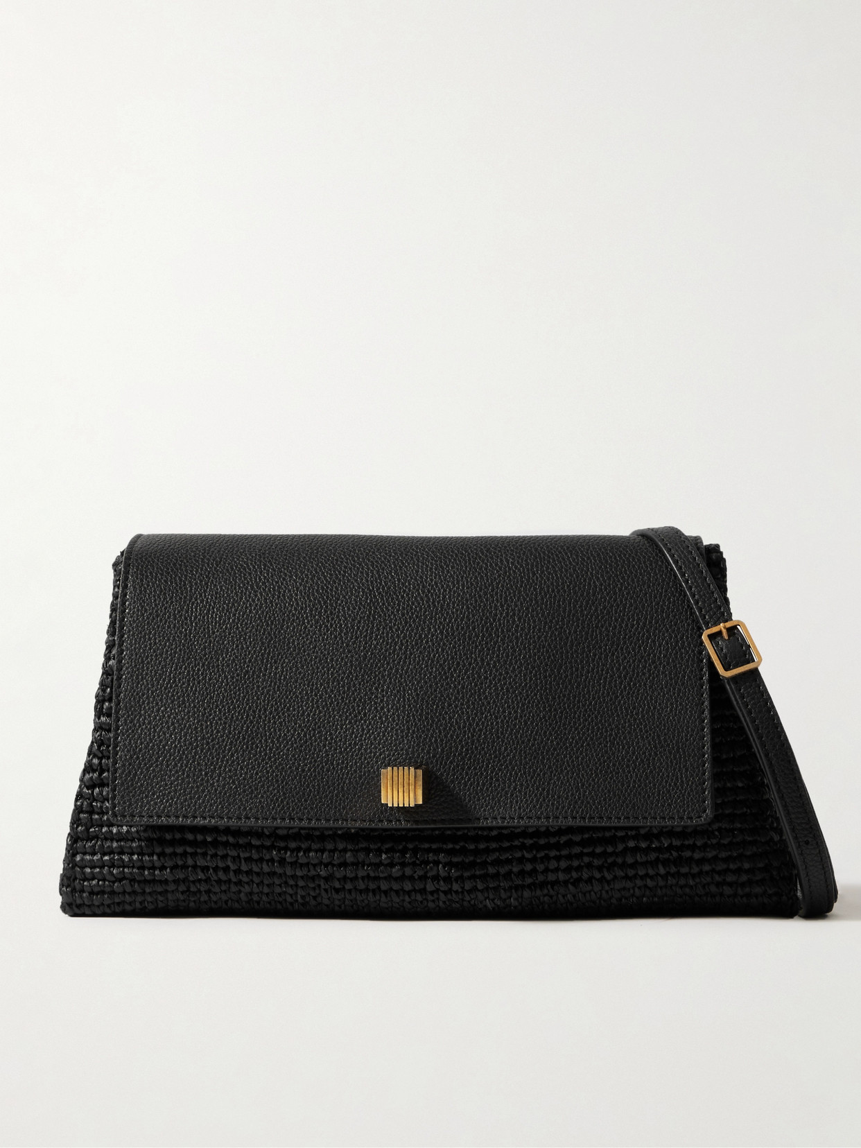 Khaite Audrey Raffia And Textured-leather Shoulder Bag