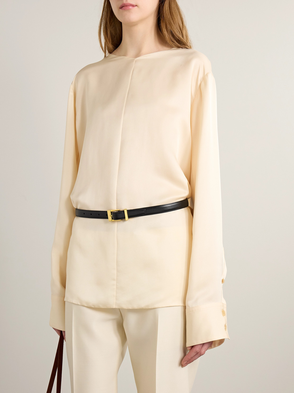 Khaite Manhattan Leather Gold-tone Buckle Belt