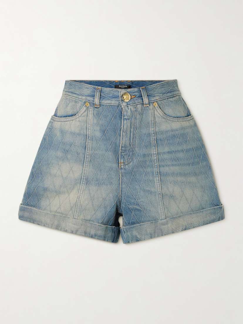 Balmain Embroidered Denim Shorts